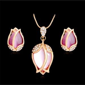 New Rhinestone Crystal Flower Pearl Jewelry Set